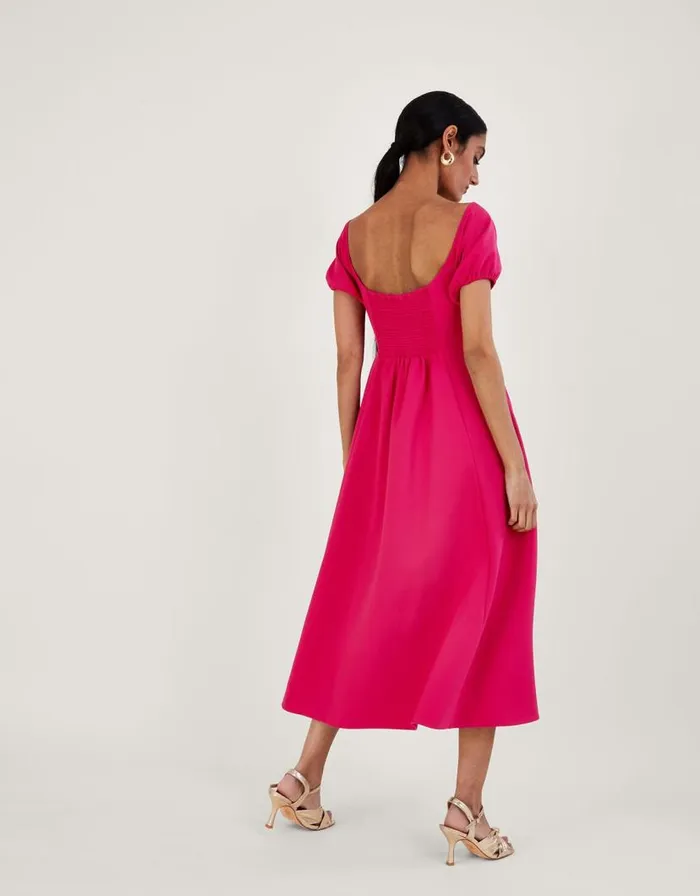 Monsoon Katie Ring Detail Bardot Dress Pink Women Occasionwear Monsoon Katie Ring Detail Bardot Dress Pink Women Occasionwear