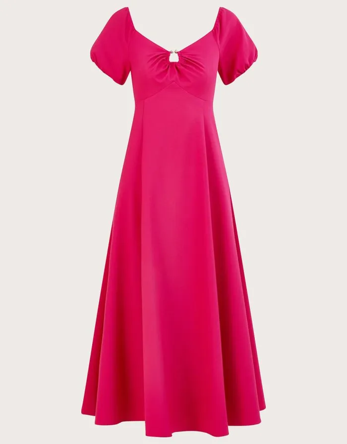 Monsoon Katie Ring Detail Bardot Dress Pink Women Occasionwear Monsoon Katie Ring Detail Bardot Dress Pink Women Occasionwear