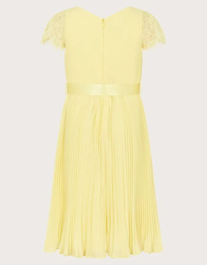 Monsoon Katy Lace Pleated Dress Yellow Children Dresses Monsoon Katy Lace Pleated Dress Yellow Children Dresses