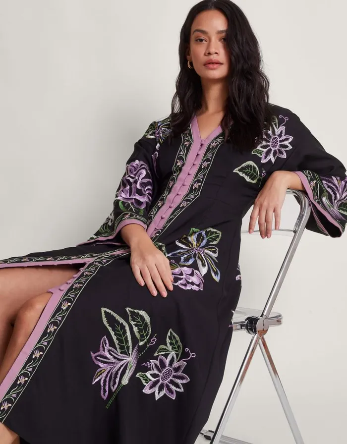 Monsoon Kaya Embroidered Dress Black Women Occasionwear Monsoon Kaya Embroidered Dress Black Women Occasionwear