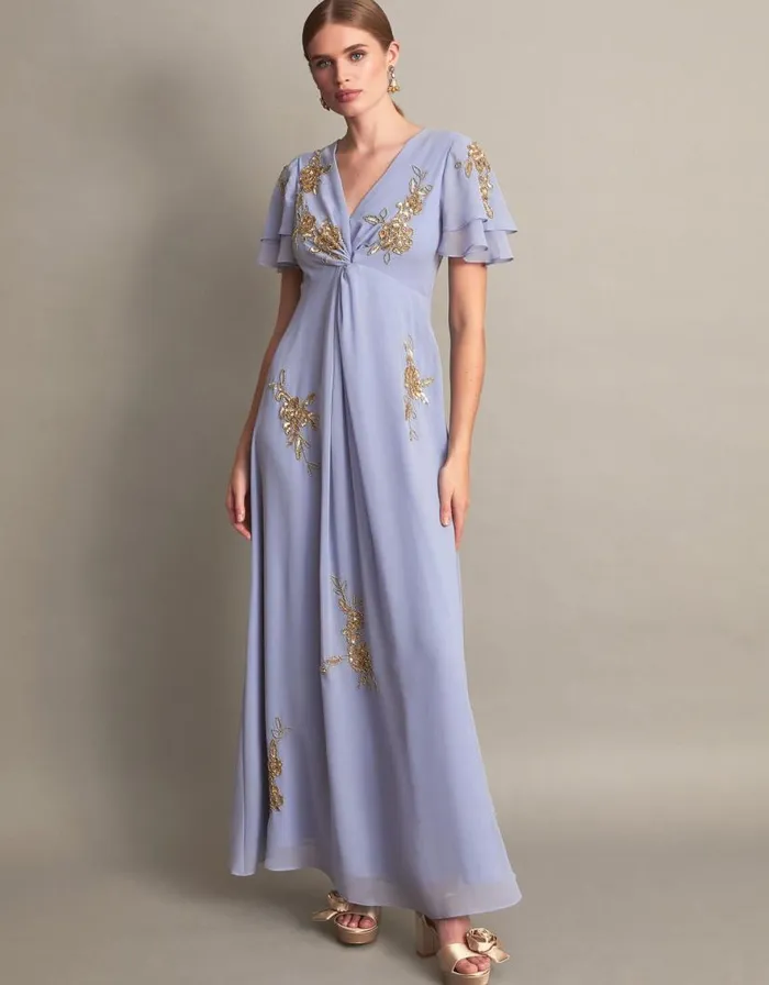 Monsoon Kendra Embellished Maxi Dress Blue Women Occasionwear