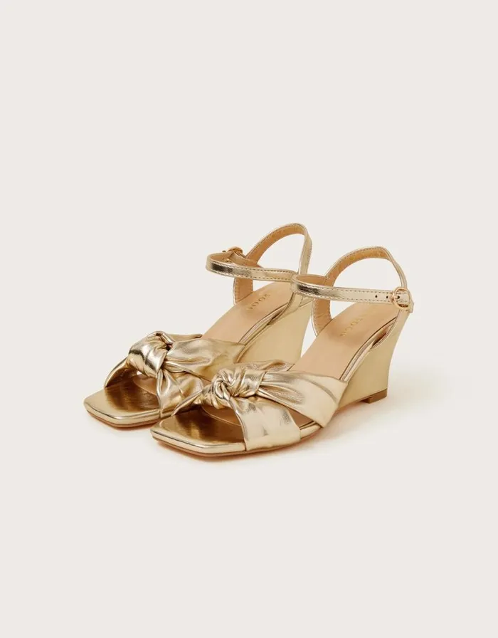 Monsoon Knot Front Wedges Gold Women Sandals Monsoon Knot Front Wedges Gold Women Sandals