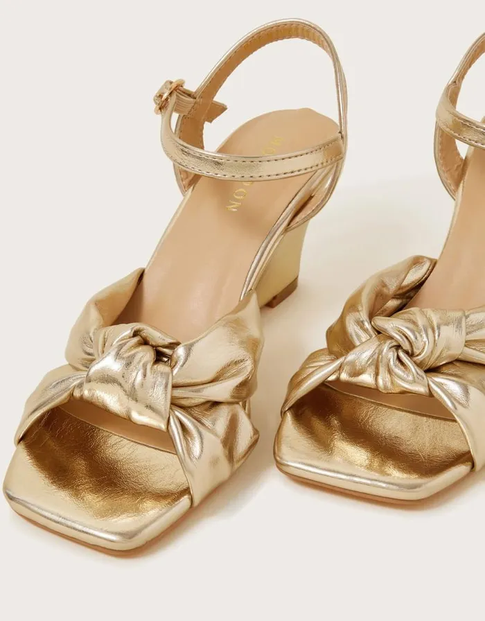 Monsoon Knot Front Wedges Gold Women Sandals Monsoon Knot Front Wedges Gold Women Sandals