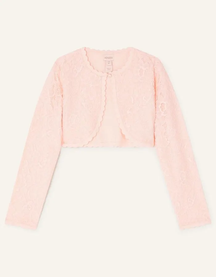 Monsoon Lace Cardigan Pink Children Partywear
