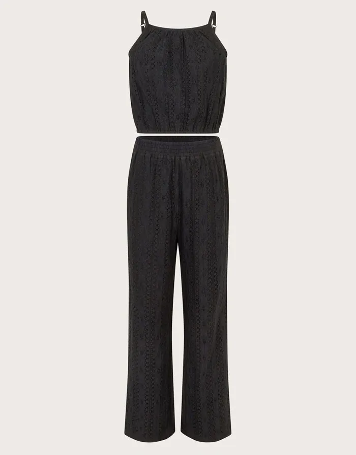 Monsoon Lace Top And Trousers Set Black Children Beachwear and Swimwear