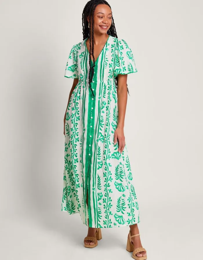 Monsoon Lani Button Dress In Linen Blend Ivory Women Beachwear and Swimwear Monsoon Lani Button Dress In Linen Blend Ivory Women Beachwear and Swimwear