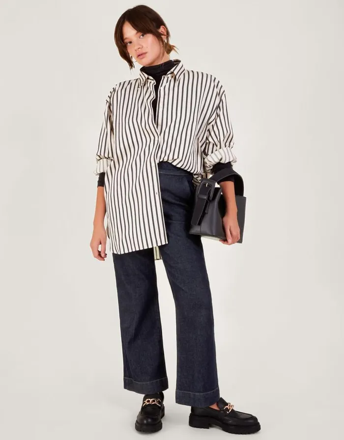 Monsoon Lara Wide Leg Jean Blue Women Trousers and Jeans