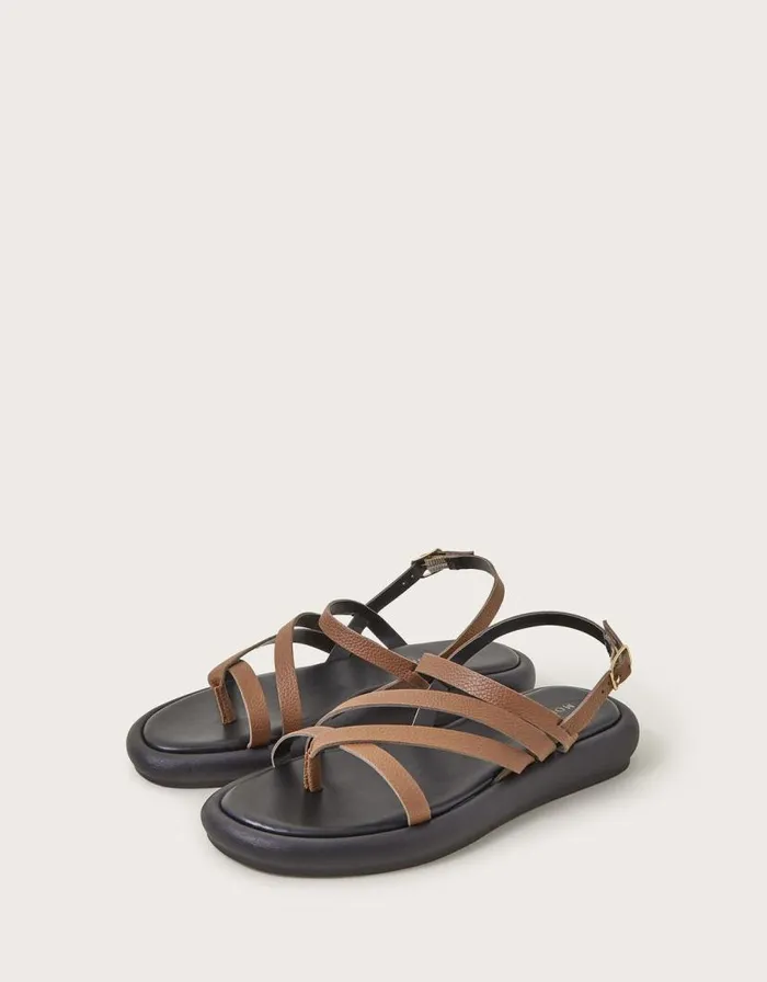 Monsoon Leather Strappy Flatform Sandals Tan Women Sandals Monsoon Leather Strappy Flatform Sandals Tan Women Sandals