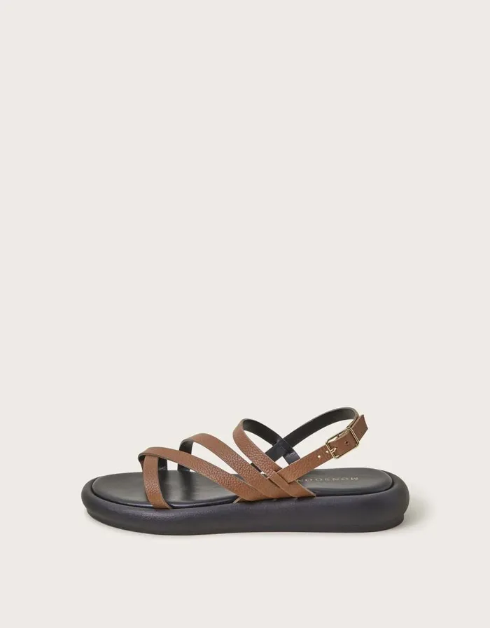 Monsoon Leather Strappy Flatform Sandals Tan Women Sandals Monsoon Leather Strappy Flatform Sandals Tan Women Sandals