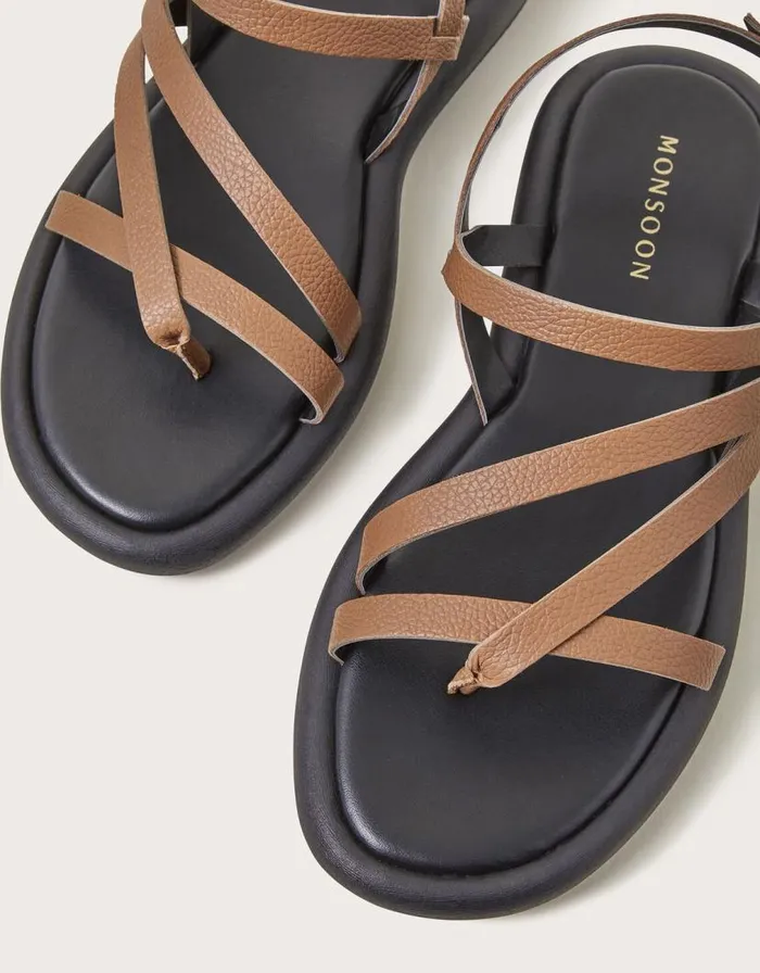Monsoon Leather Strappy Flatform Sandals Tan Women Sandals Monsoon Leather Strappy Flatform Sandals Tan Women Sandals