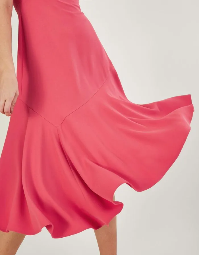 Monsoon Matilda Asymmetric Dress With Recycled Polyester Pink Women Occasionwear Monsoon Matilda Asymmetric Dress With Recycled Polyester Pink Women Occasionwear