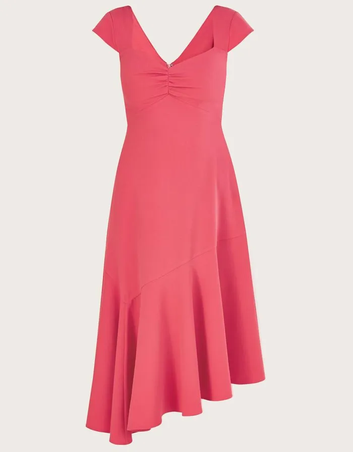 Monsoon Matilda Asymmetric Dress With Recycled Polyester Pink Women Occasionwear Monsoon Matilda Asymmetric Dress With Recycled Polyester Pink Women Occasionwear