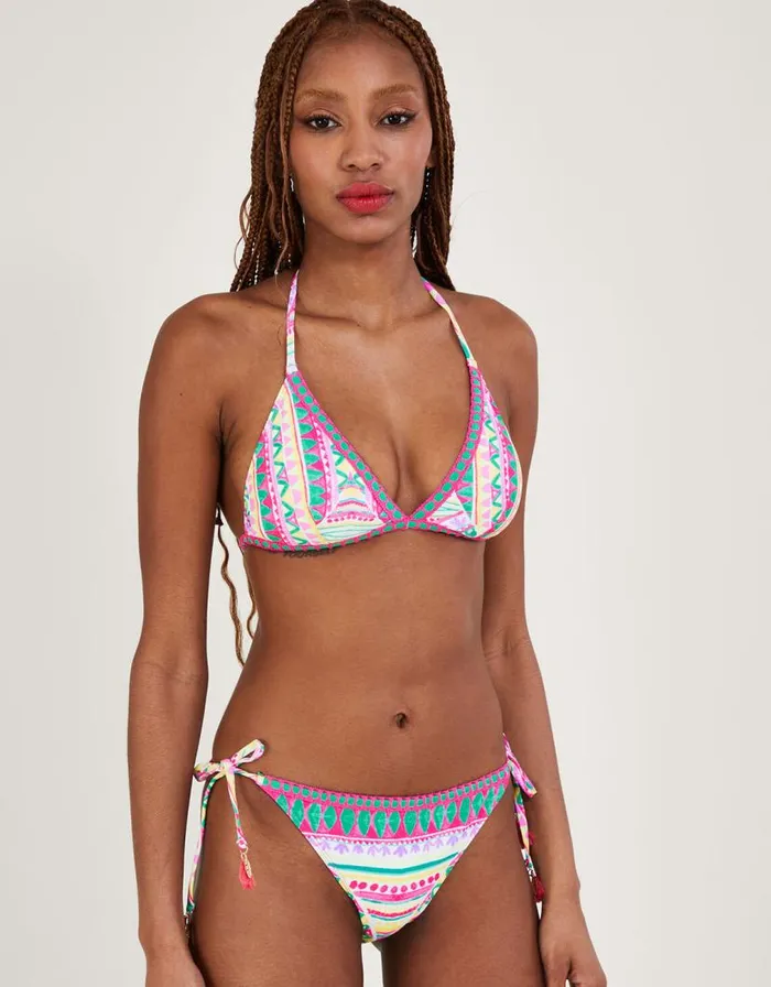 Monsoon Mosaic Print Crochet Trim Bikini Top Pink Women Tops and Blouses Monsoon Mosaic Print Crochet Trim Bikini Top Pink Women Tops and Blouses