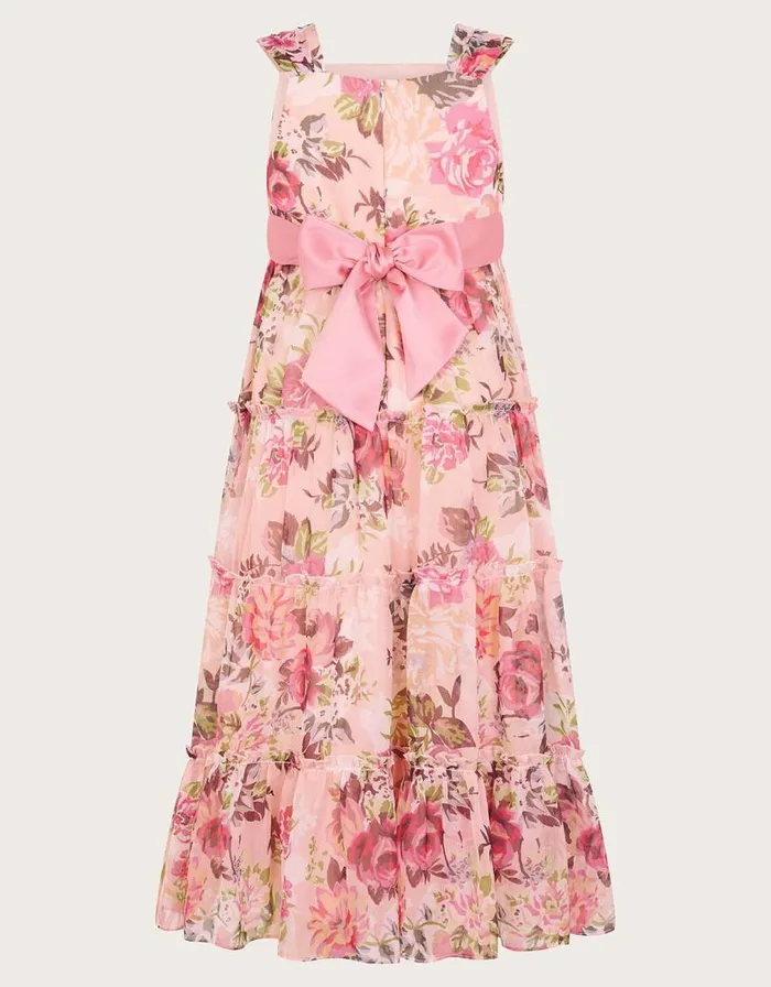 Monsoon Nancy Floral Tiered Dress Orange Children Dresses Monsoon Nancy Floral Tiered Dress Orange Children Dresses