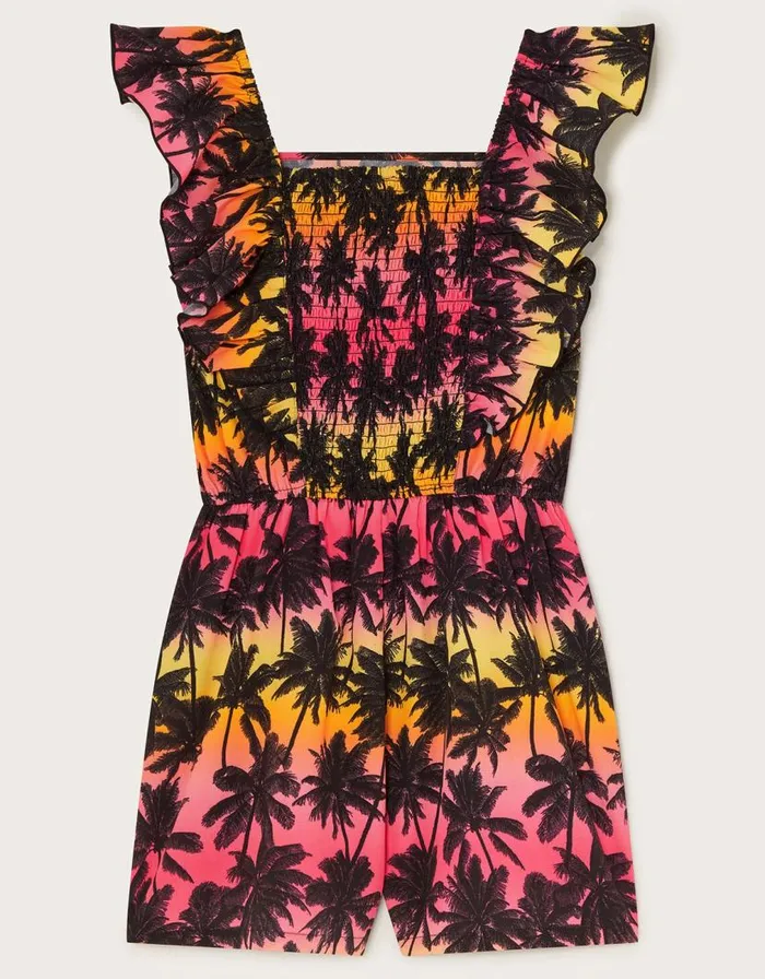 Monsoon Ombre Palm Print Playsuit Multi Children Beachwear and Swimwear Monsoon Ombre Palm Print Playsuit Multi Children Beachwear and Swimwear