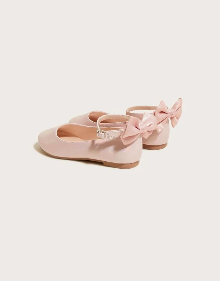 Monsoon Organza Bow Ballerina Flats Pink Children Partywear Monsoon Organza Bow Ballerina Flats Pink Children Partywear