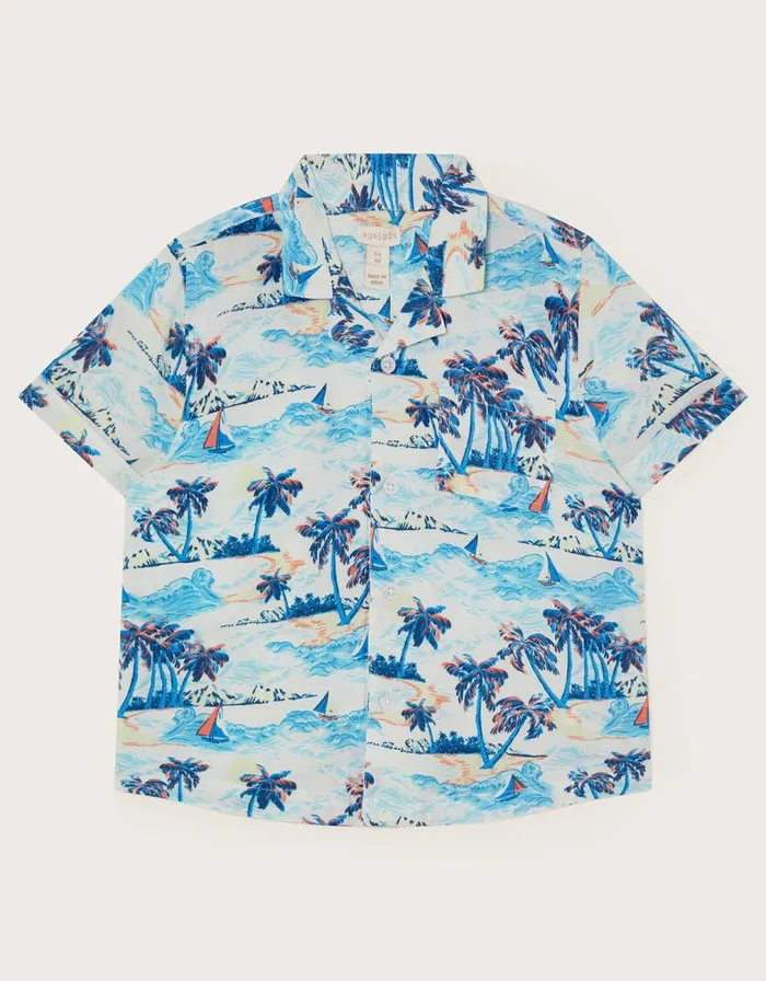 Monsoon Palm Print Shirt Multi Children Tops and Tshirts