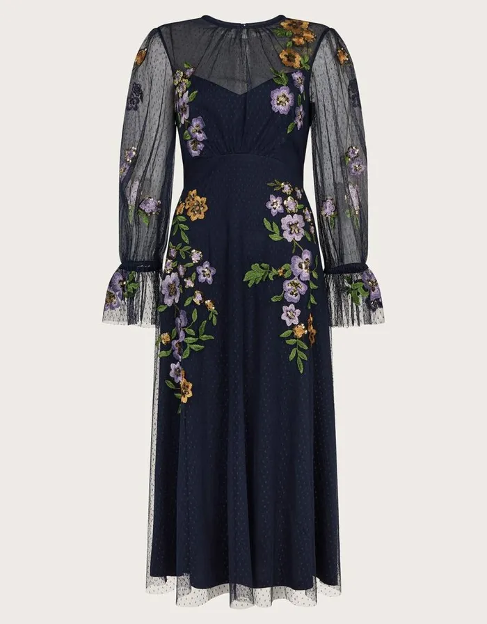 Monsoon Phoebe Embellished Tea Dress Blue Women Occasionwear Monsoon Phoebe Embellished Tea Dress Blue Women Occasionwear