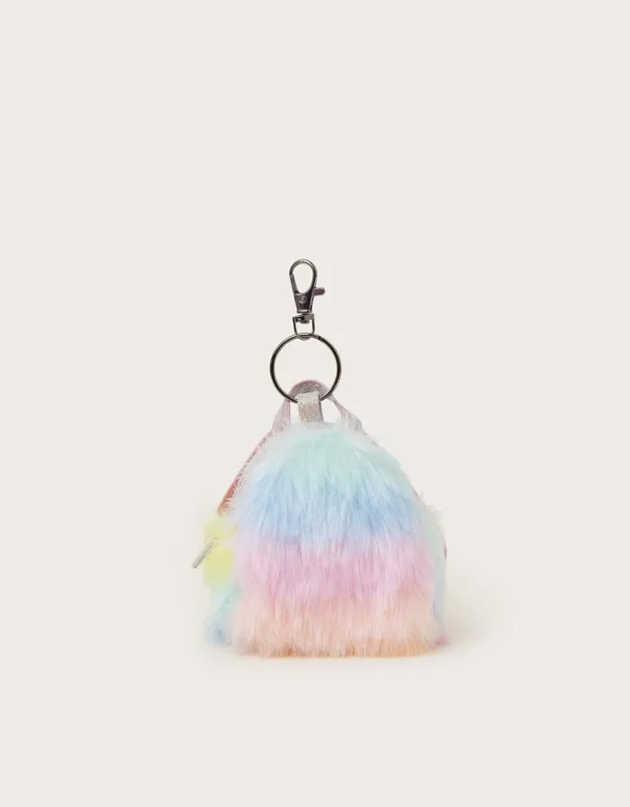 Monsoon Rainbow Faux Fur Backpack Bag Charm Children Girls039 Bags and Purses