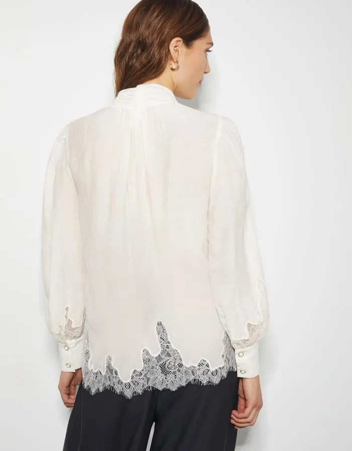 Monsoon Reece Lacy Pussybow Blouse Ivory Women Tops and Blouses Monsoon Reece Lacy Pussybow Blouse Ivory Women Tops and Blouses
