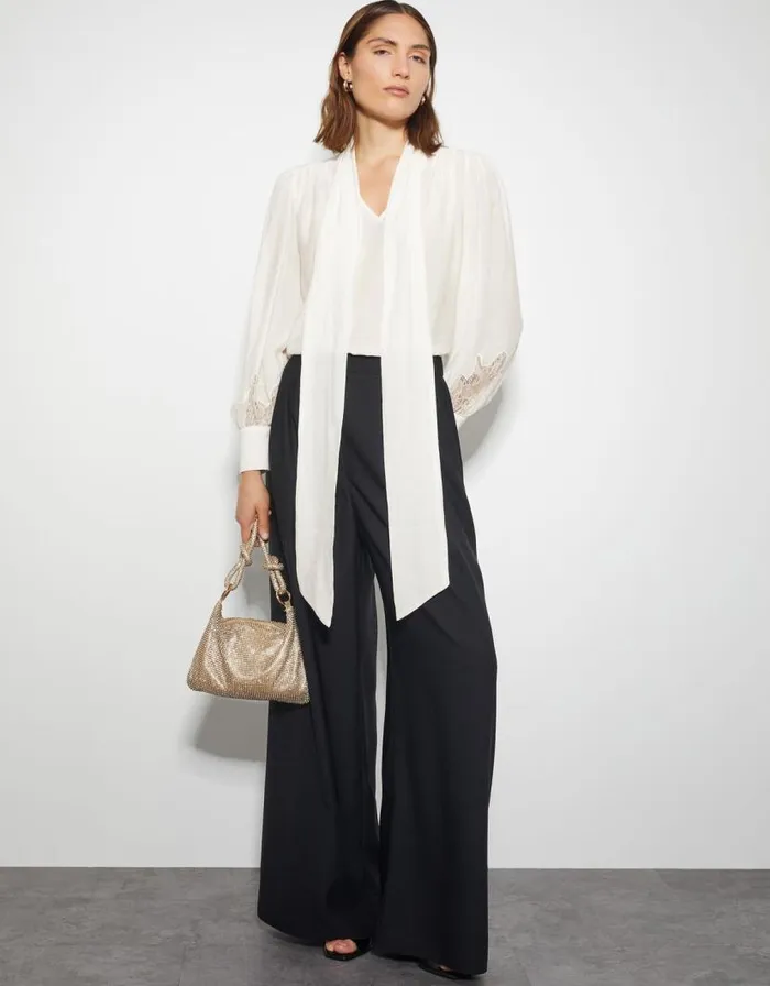 Monsoon Reece Lacy Pussybow Blouse Ivory Women Tops and Blouses Monsoon Reece Lacy Pussybow Blouse Ivory Women Tops and Blouses