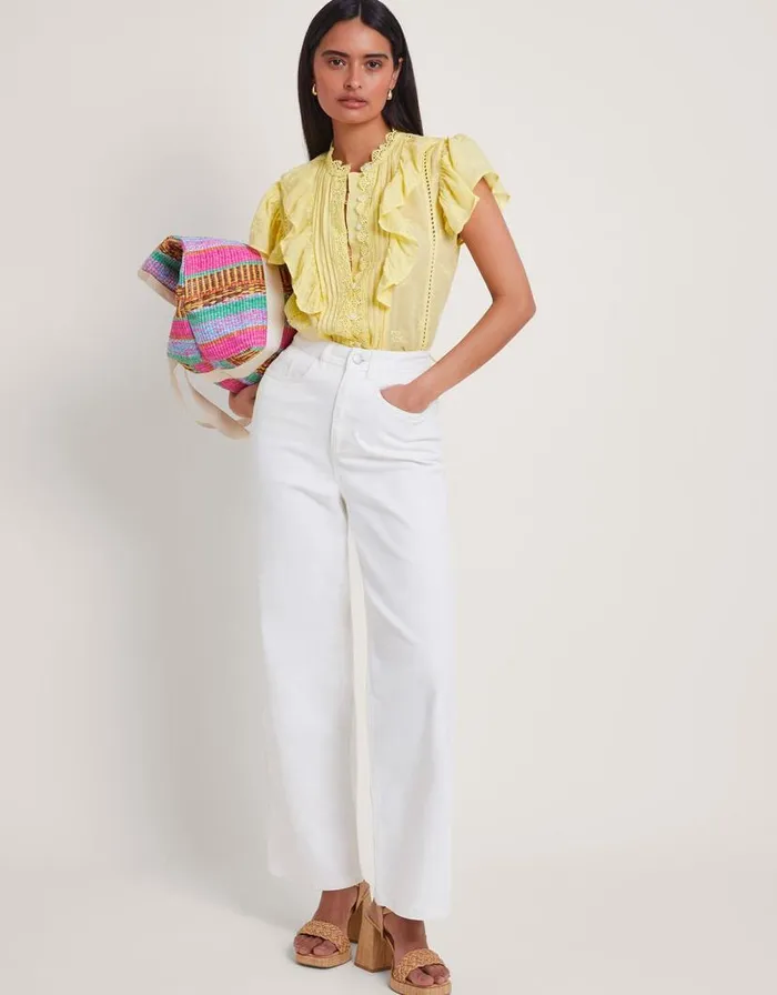 Monsoon Rue Embroidered Ruffle Blouse Yellow Women Tops and Blouses Monsoon Rue Embroidered Ruffle Blouse Yellow Women Tops and Blouses