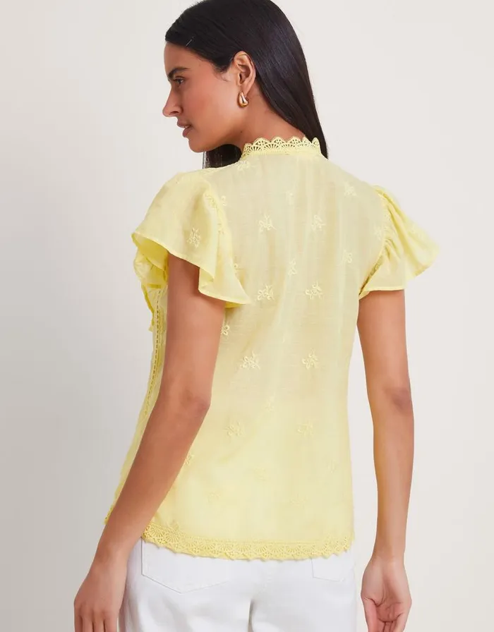 Monsoon Rue Embroidered Ruffle Blouse Yellow Women Tops and Blouses Monsoon Rue Embroidered Ruffle Blouse Yellow Women Tops and Blouses
