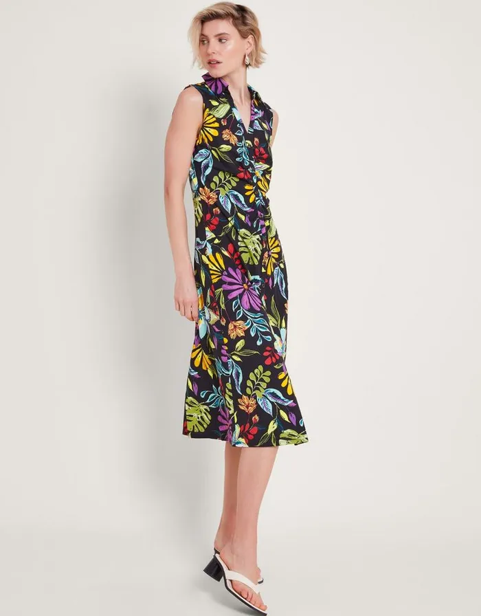 Monsoon Sandie Shirt Dress Black Women Midi Dresses Monsoon Sandie Shirt Dress Black Women Midi Dresses
