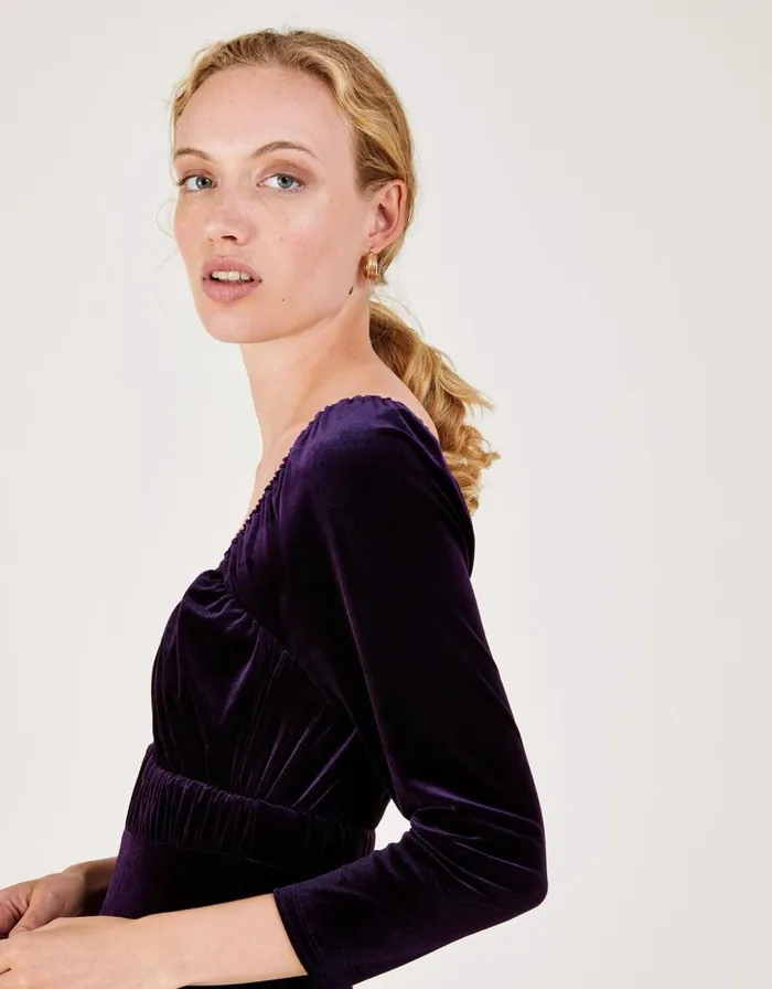 Monsoon Sara Velvet Midi Dress Purple Women Occasionwear Monsoon Sara Velvet Midi Dress Purple Women Occasionwear