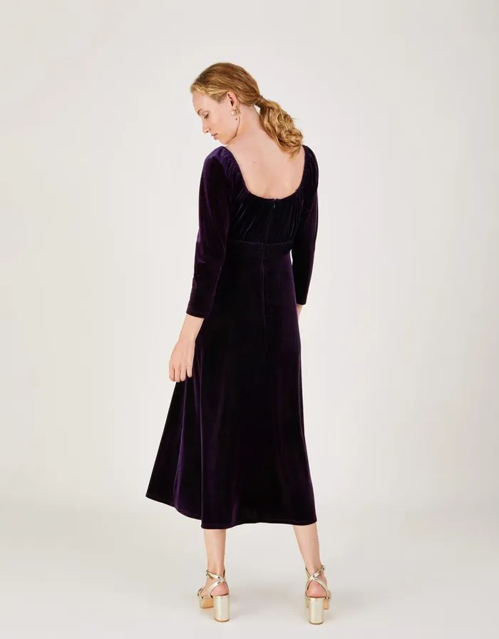 Monsoon Sara Velvet Midi Dress Purple Women Occasionwear Monsoon Sara Velvet Midi Dress Purple Women Occasionwear