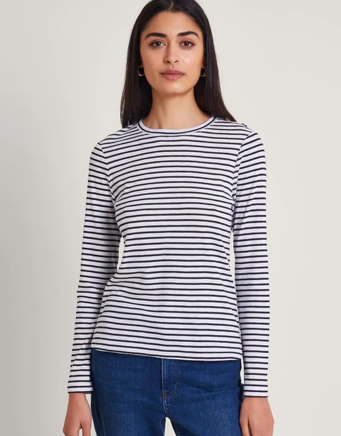 Monsoon Saskia Metallic Stripe Top Ivory Women Tops and Blouses