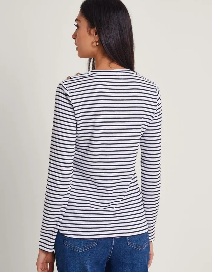 Monsoon Saskia Metallic Stripe Top Ivory Women Tops and Blouses Monsoon Saskia Metallic Stripe Top Ivory Women Tops and Blouses