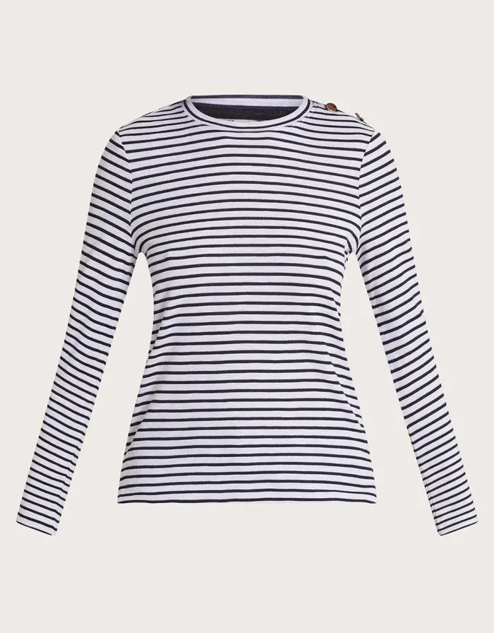 Monsoon Saskia Metallic Stripe Top Ivory Women Tops and Blouses Monsoon Saskia Metallic Stripe Top Ivory Women Tops and Blouses