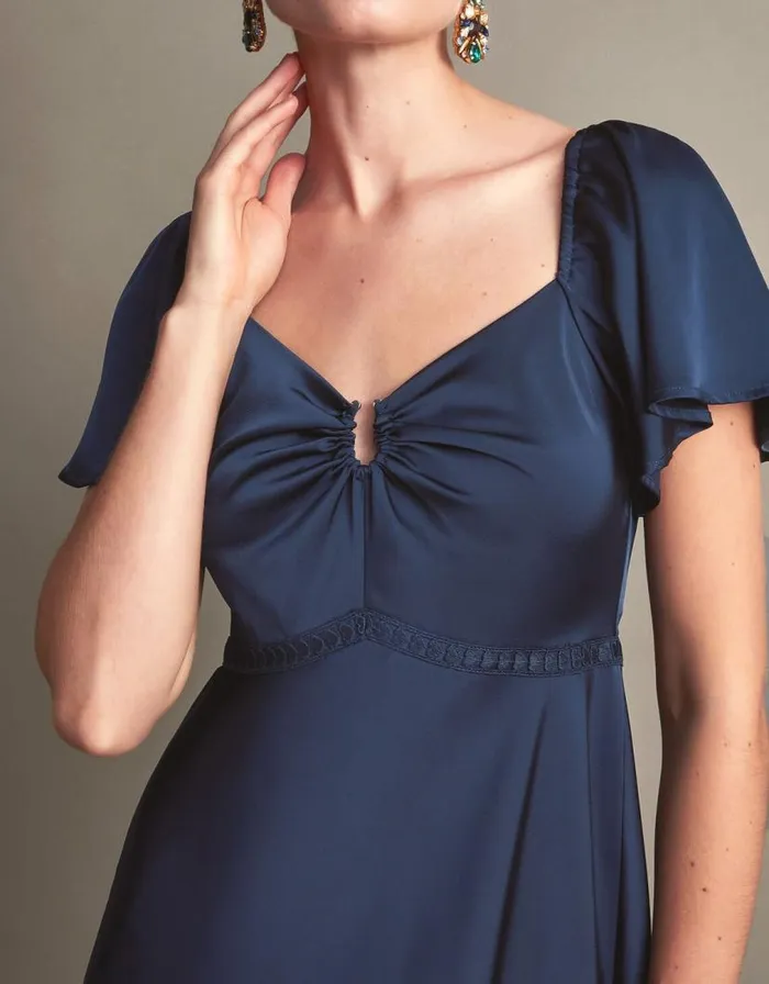 Monsoon Savannah Satin Maxi Dress Blue Women Occasionwear Monsoon Savannah Satin Maxi Dress Blue Women Occasionwear