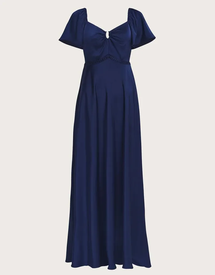 Monsoon Savannah Satin Maxi Dress Blue Women Occasionwear Monsoon Savannah Satin Maxi Dress Blue Women Occasionwear