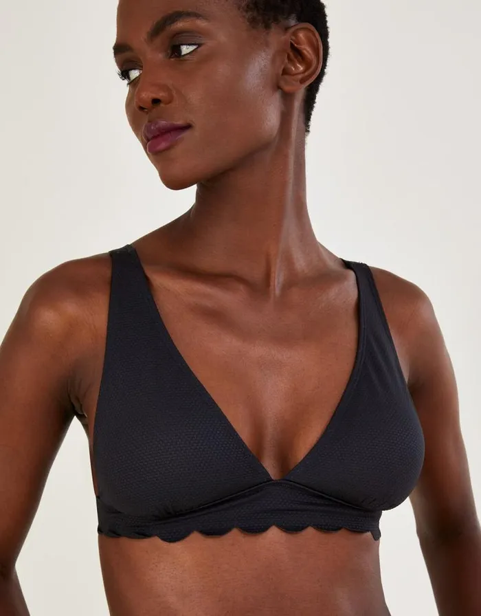 Monsoon Scallop Edge Plain Bikini Top With Recycled Polyester Black Women Beachwear and Swimwear Monsoon Scallop Edge Plain Bikini Top With Recycled Polyester Black Women Beachwear and Swimwear