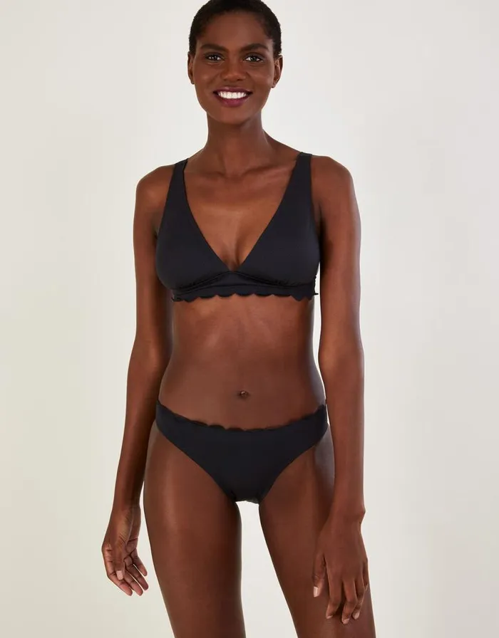 Monsoon Scallop Edge Plain Bikini Top With Recycled Polyester Black Women Beachwear and Swimwear Monsoon Scallop Edge Plain Bikini Top With Recycled Polyester Black Women Beachwear and Swimwear