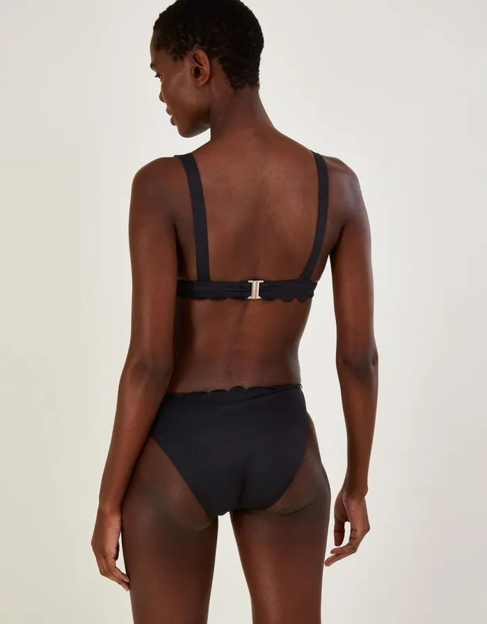 Monsoon Scallop Edge Plain Bikini Top With Recycled Polyester Black Women Beachwear and Swimwear Monsoon Scallop Edge Plain Bikini Top With Recycled Polyester Black Women Beachwear and Swimwear