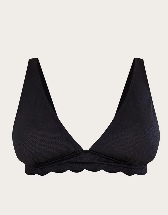 Monsoon Scallop Edge Plain Bikini Top With Recycled Polyester Black Women Beachwear and Swimwear Monsoon Scallop Edge Plain Bikini Top With Recycled Polyester Black Women Beachwear and Swimwear