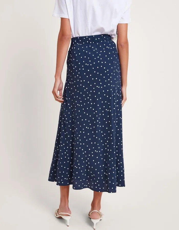 Monsoon Shiloh Spot Bias Skirt Blue Women Coords Monsoon Shiloh Spot Bias Skirt Blue Women Coords