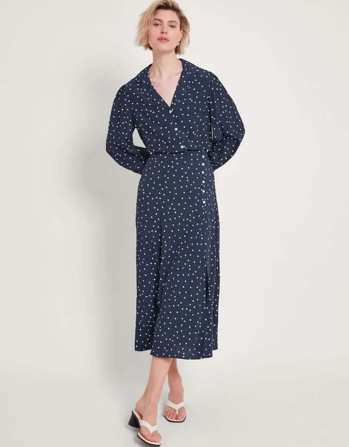 Monsoon Shiloh Spot Print Shirt Blue Women Tops and Blouses Monsoon Shiloh Spot Print Shirt Blue Women Tops and Blouses