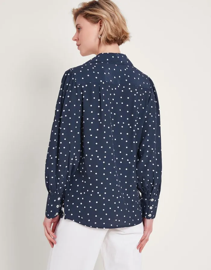 Monsoon Shiloh Spot Print Shirt Blue Women Tops and Blouses Monsoon Shiloh Spot Print Shirt Blue Women Tops and Blouses