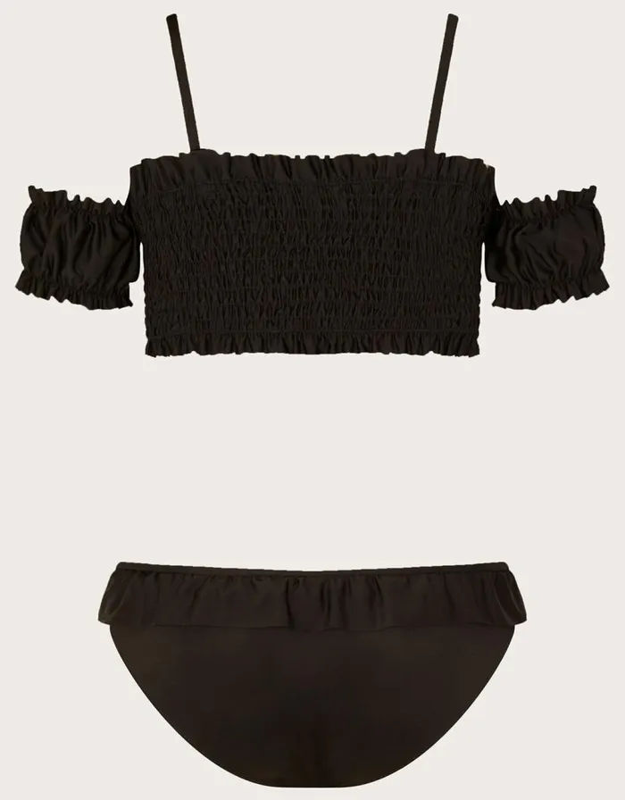 Monsoon Shirred ColdShoulder Bikini With Recycled Polyester Black Children Beachwear and Swimwear Monsoon Shirred ColdShoulder Bikini With Recycled Polyester Black Children Beachwear and Swimwear
