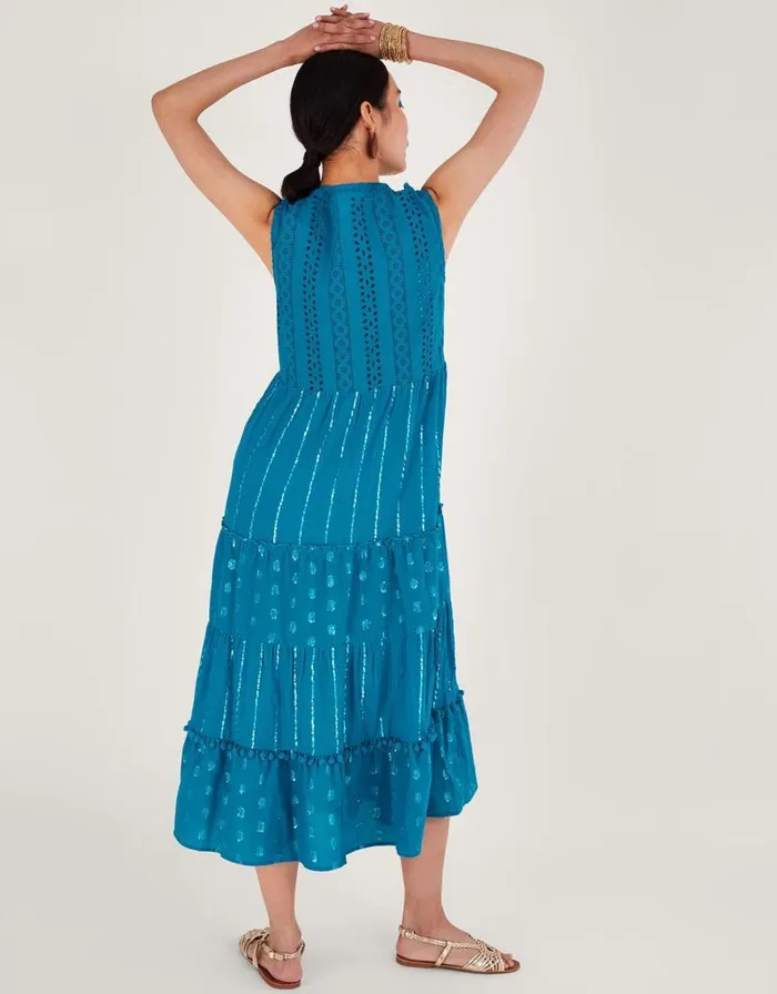 Monsoon Sidne Sleeveless Midi Kaftan Blue Women Beachwear and Swimwear Monsoon Sidne Sleeveless Midi Kaftan Blue Women Beachwear and Swimwear
