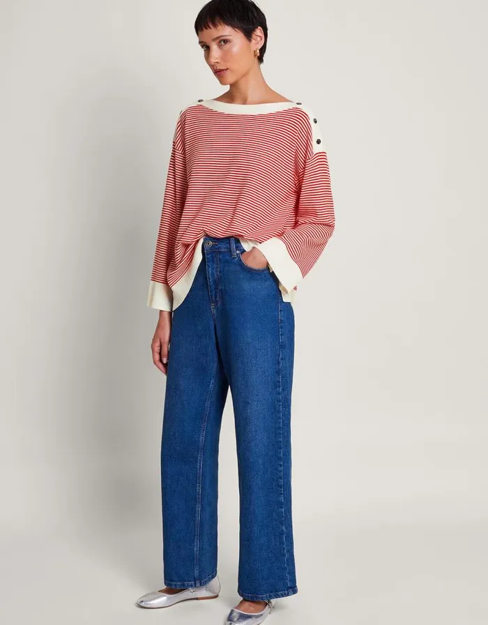 Monsoon Simmi Stripe Jumper Red Women Knitwear Monsoon Simmi Stripe Jumper Red Women Knitwear