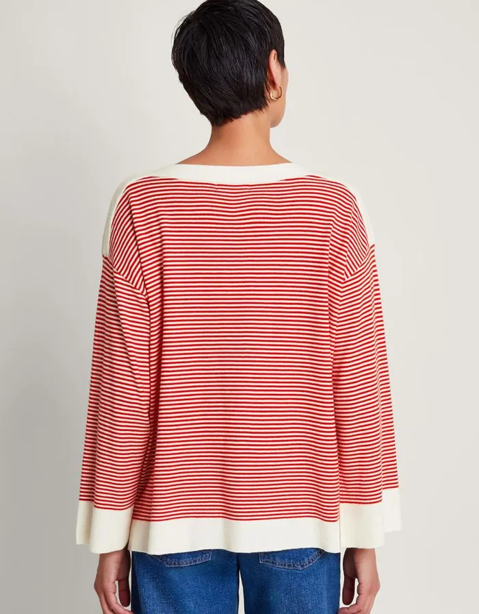 Monsoon Simmi Stripe Jumper Red Women Knitwear Monsoon Simmi Stripe Jumper Red Women Knitwear