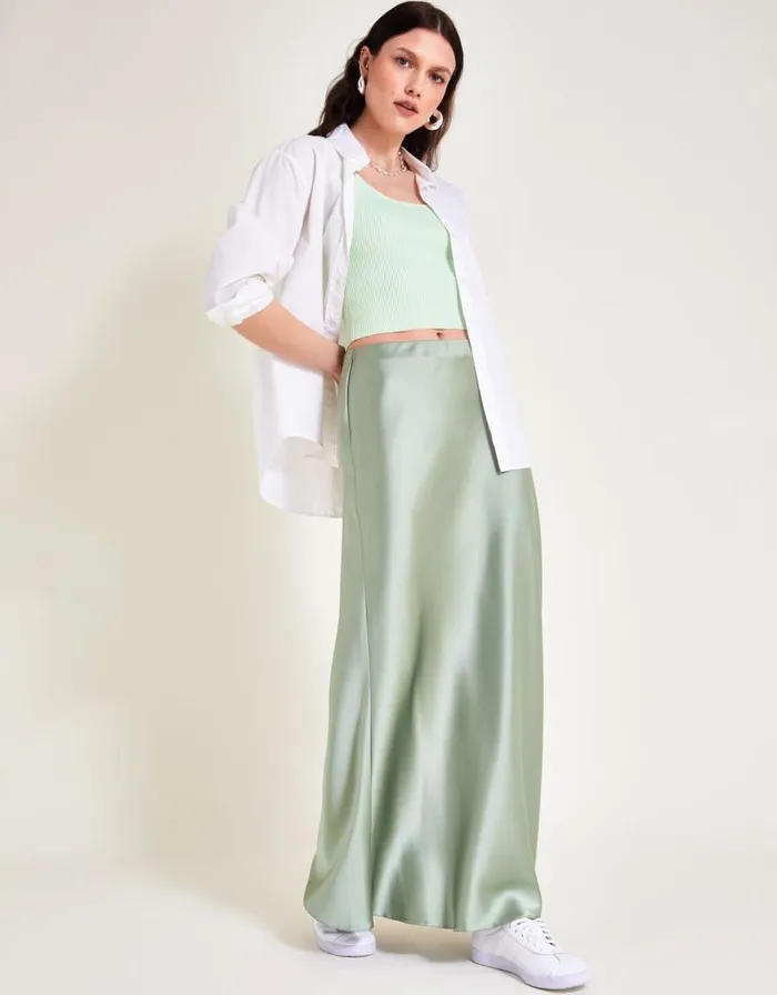 Monsoon Sofia Satin Maxi Skirt Green Women Skirts Monsoon Sofia Satin Maxi Skirt Green Women Skirts