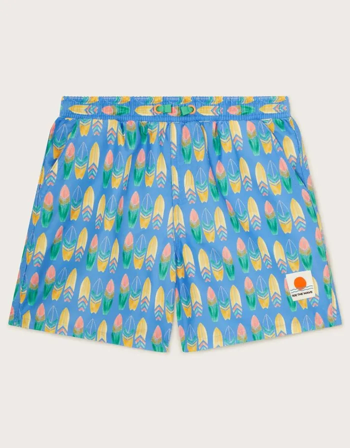 Monsoon Surfboard Print Swim Shorts Blue Children Casualwear Collection