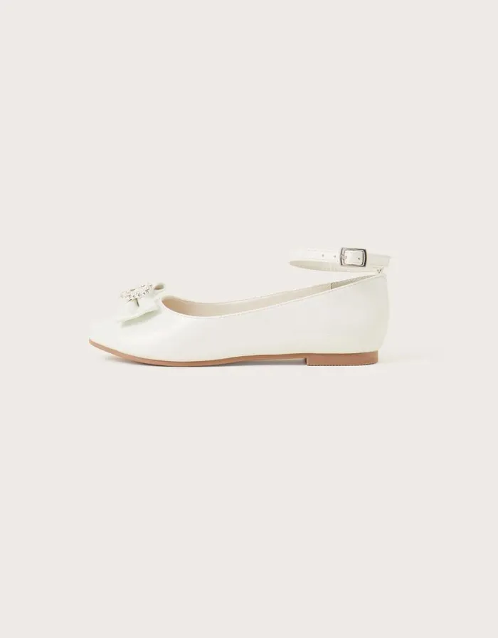 Monsoon Tilla Heart Ballet Flats Ivory Children Partywear Monsoon Tilla Heart Ballet Flats Ivory Children Partywear