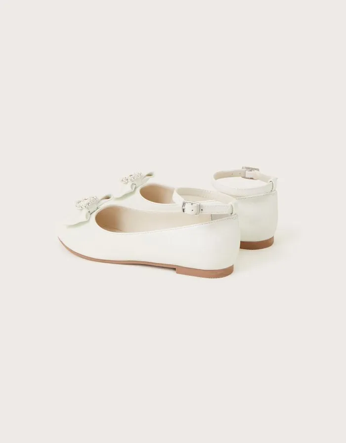 Monsoon Tilla Heart Ballet Flats Ivory Children Partywear Monsoon Tilla Heart Ballet Flats Ivory Children Partywear